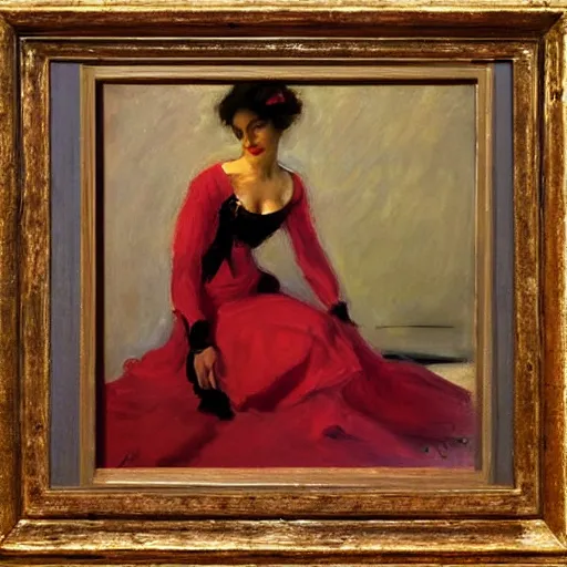 Prompt: painting by john singer sargent of flamenco dancer sunset