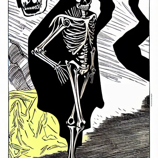 Image similar to a skeleton in black cloak by Alan Davis