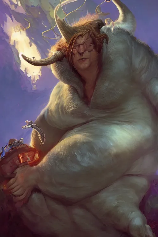 Prompt: portrait of the narwhal ogre sorcerer wearing Gulassin's charm by artgerm and Craig Mullins, James Jean, Andrey Ryabovichev, Mark Simonetti and Peter Morbacher 16k