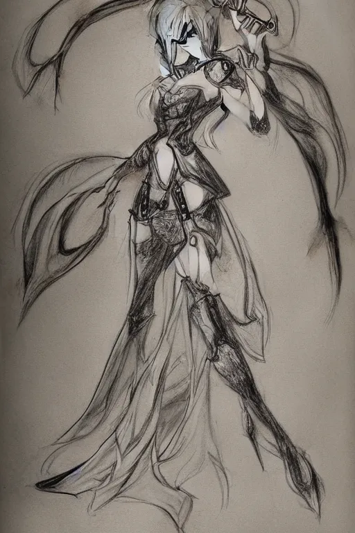 Image similar to Sketch of fully clothed Bayonetta! by Da Vinci