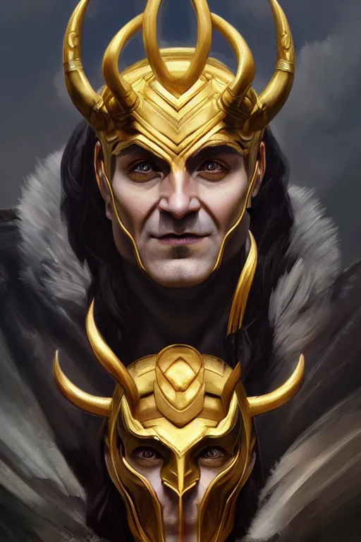 Image similar to symmetry!! portrait of loki in the style of god of war, machine parts embedded into face, intricate, elegant, highly detailed, digital painting, artstation, concept art, smooth, sharp focus, illustration, art by artgerm and greg rutkowski and alphonse mucha, 8 k