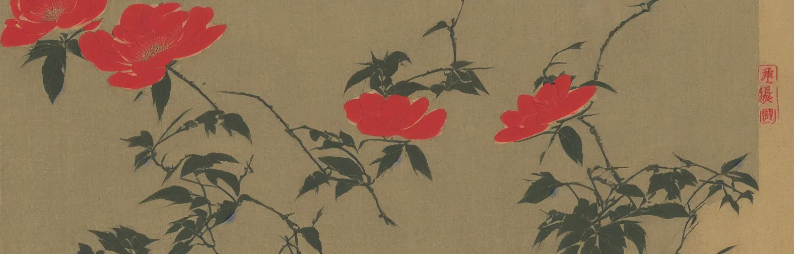 Image similar to japanese woodblock of flowers, by ohara koson