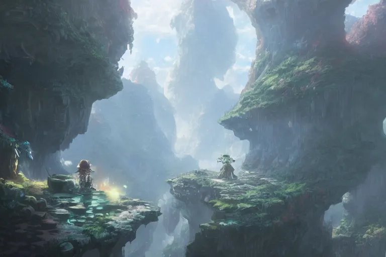 Image similar to made in abyss concept art wlop James Jean Marc Simonetti trending on artstation hyperdetailed Unreal Engine 4k 8k ultra HD