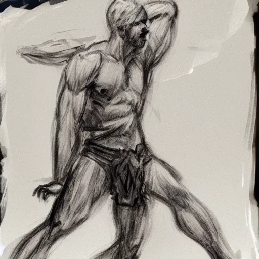 Image similar to Fallen snow god, pose study