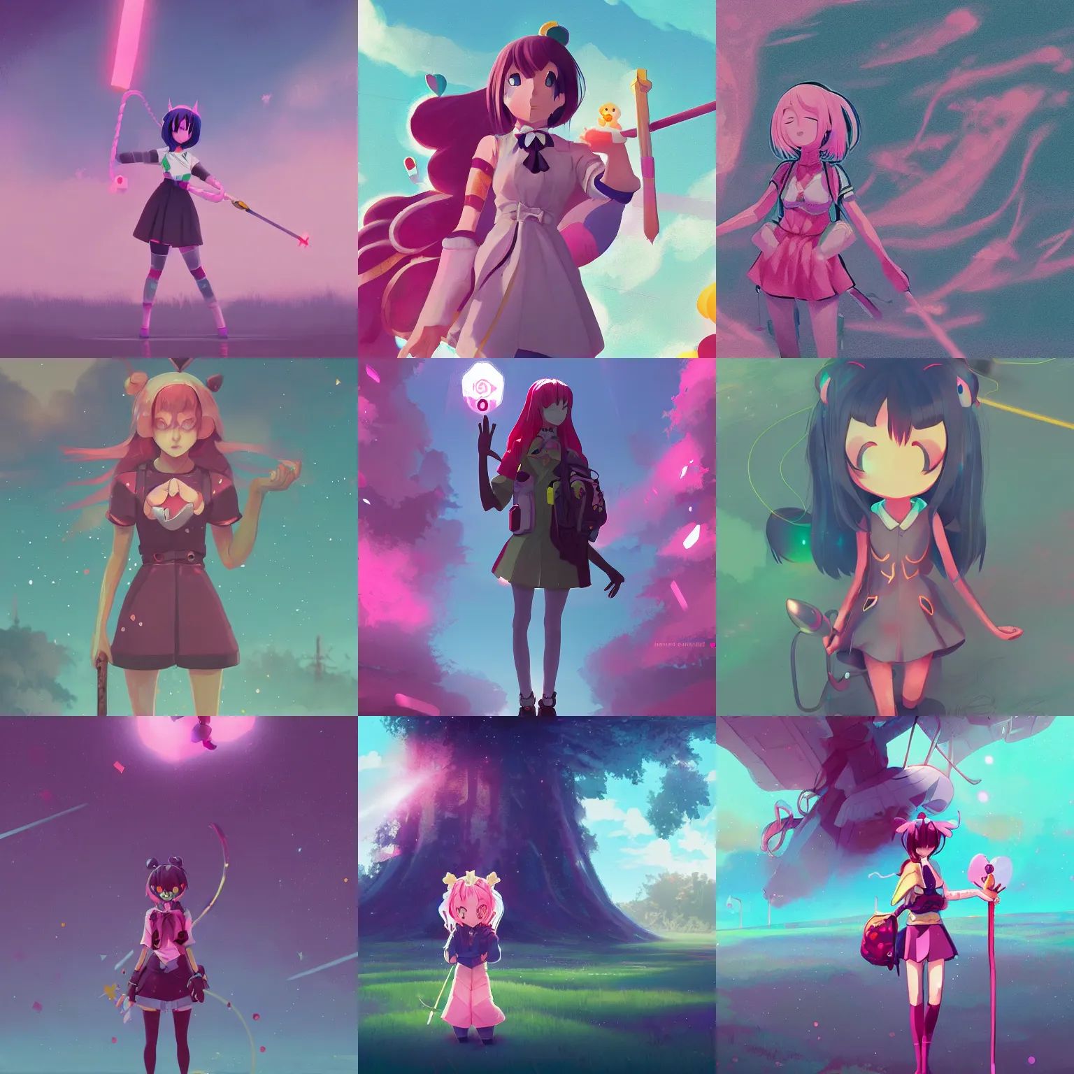 Prompt: magical girl illustration anime style, digital painting, artstation, simon stalenhag