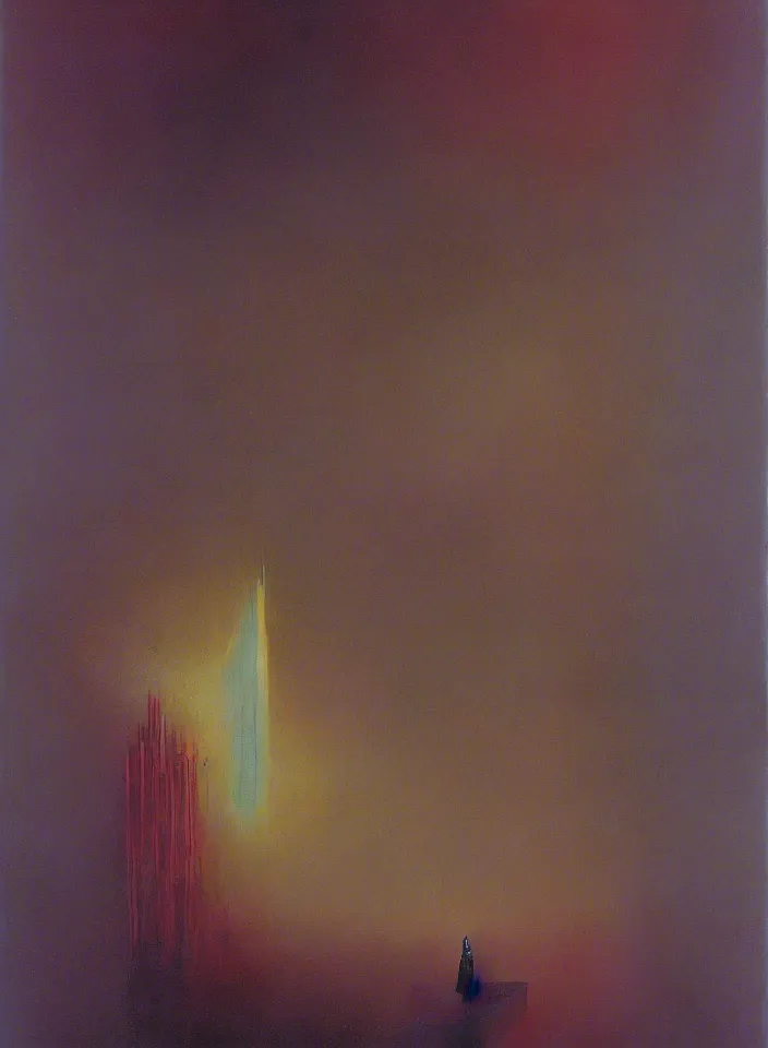 Image similar to the blind liberty of the few, red and purple palette, volume light, fog, by wayne thiebaud by ( h. r. giger ) and paul lehr