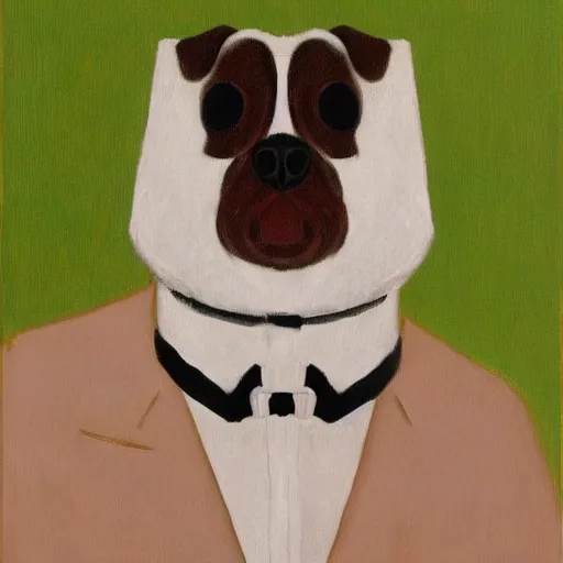 Image similar to painting of cute dog in style of rene magritte