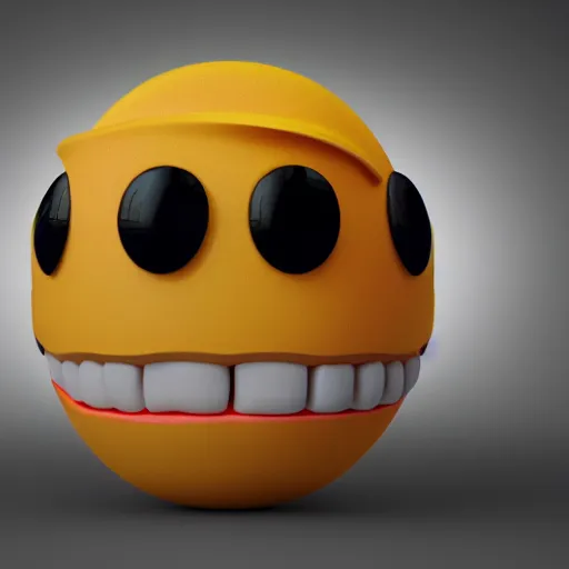 Prompt: a yellow emoji that is biting it's lip, 3d render, octane render