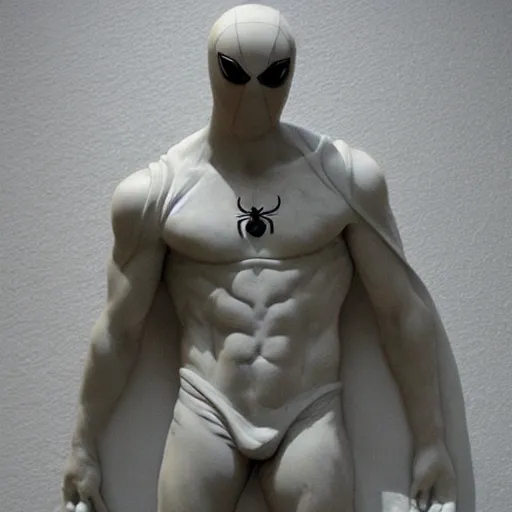 Image similar to greek sculpture of spider - man in marble,