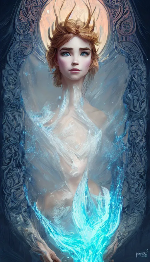 Image similar to frozen, fame of thrones, lord of daggers, neon, fibonacci, sweat drops, intricate fashion clothing, insane, intricate, highly detailed, digital painting, artstation, concept art, smooth, sharp focus, illustration, Unreal Engine 5, 8K, art by artgerm and greg rutkowski and alphonse mucha