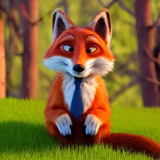 Image similar to Red Fox wearing a top hat in the style of Zootopia, 4k