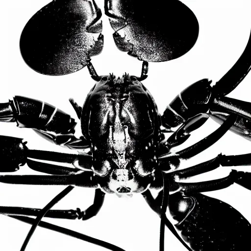 Prompt: lobster, silhouette, abstract, black and white, photography,