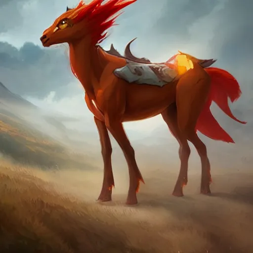 Image similar to Rapidash , Greg rutkowski, Trending artstation, cinematográfica, digital Art