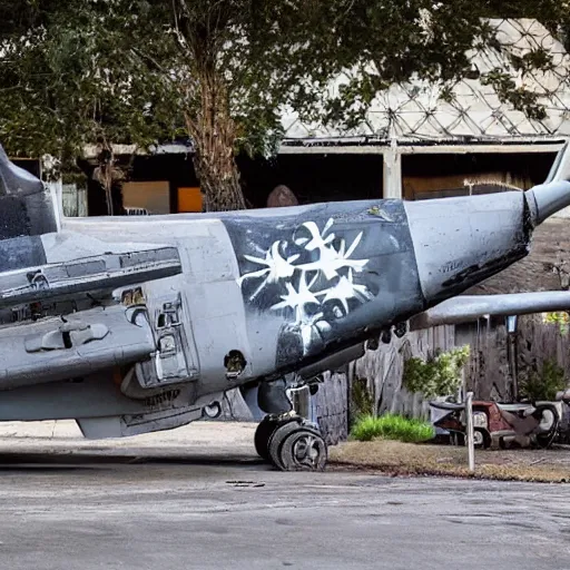 Image similar to Fairchild A-10 Thunderbolt warthog covered in street art, in bone yard