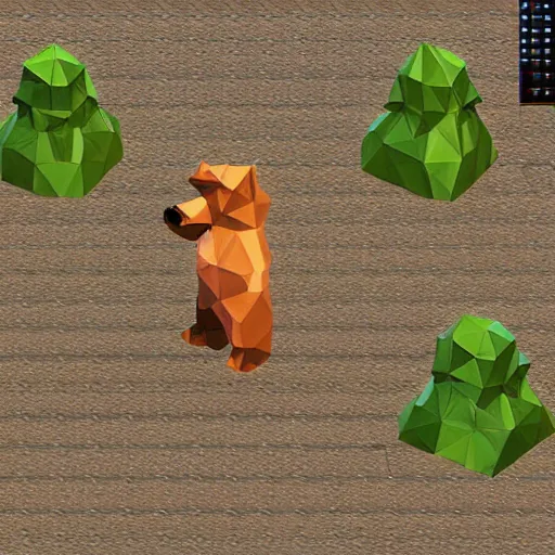 Image similar to image of an rpg bear enemy with low poly ps 1 graphics, upscaled to high resolution