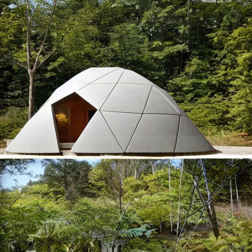 Image similar to geodesic house integrated with the ground by architect studio buckminster fuller shoji sadao