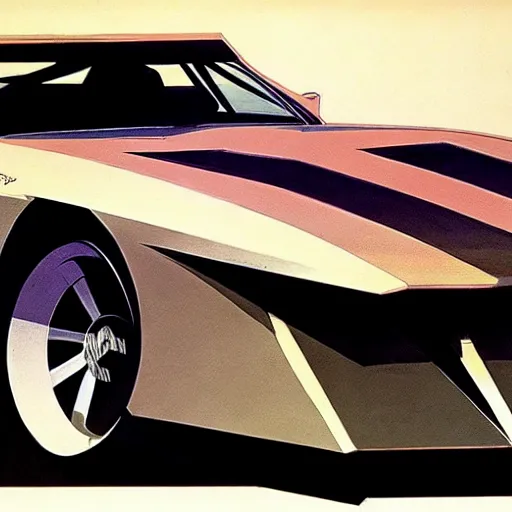 Image similar to concept art for a car huge sharp spikes, painted by syd mead, high quality