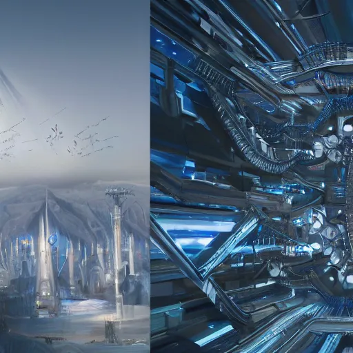 Image similar to sci-fi motherboard structure on the coronation of napoleon painting and digital billboard in the middle, unreal engine 5, keyshot, octane, artstation trending, ultra high detail, ultra realistic, cinematic, 8k, 16k, in style of zaha hadid, in style of nanospace Michael Menzelincev, in style of Lee SOUDER, colors in style of the Blade Runner 2049, in plastic, dark, tilt shift,