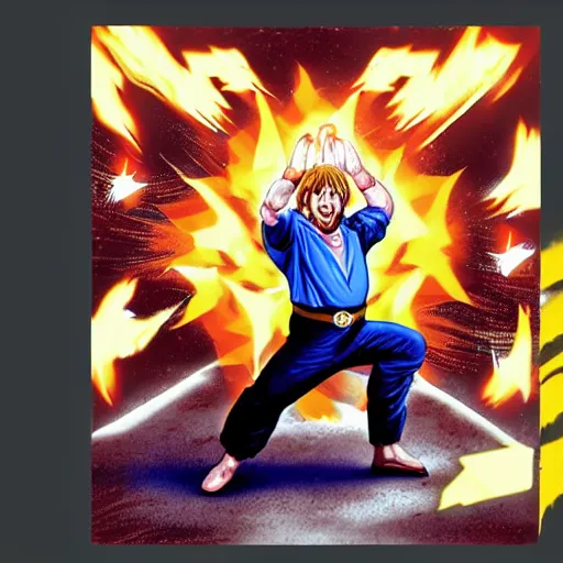 Image similar to chuck norris throwing a kamehameha