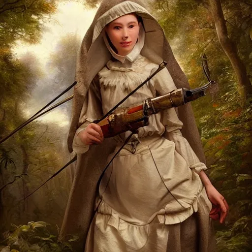 Prompt: A masterpiece portrait of a Incredibly beautiful maid barique renaissance swamp nun girl hunting on deer with russian greyhound medium shot, intricate, elegant, highly detailed. trending on artstation, digital art, by Stanley Artgerm Lau, WLOP, Rossdraws, James Jean, Andrei Riabovitchev, Marc Simonetti, Yoshitaka Amano. background by James Jean and Gustav Klimt, light by Julie Bell, 4k, porcelain skin.