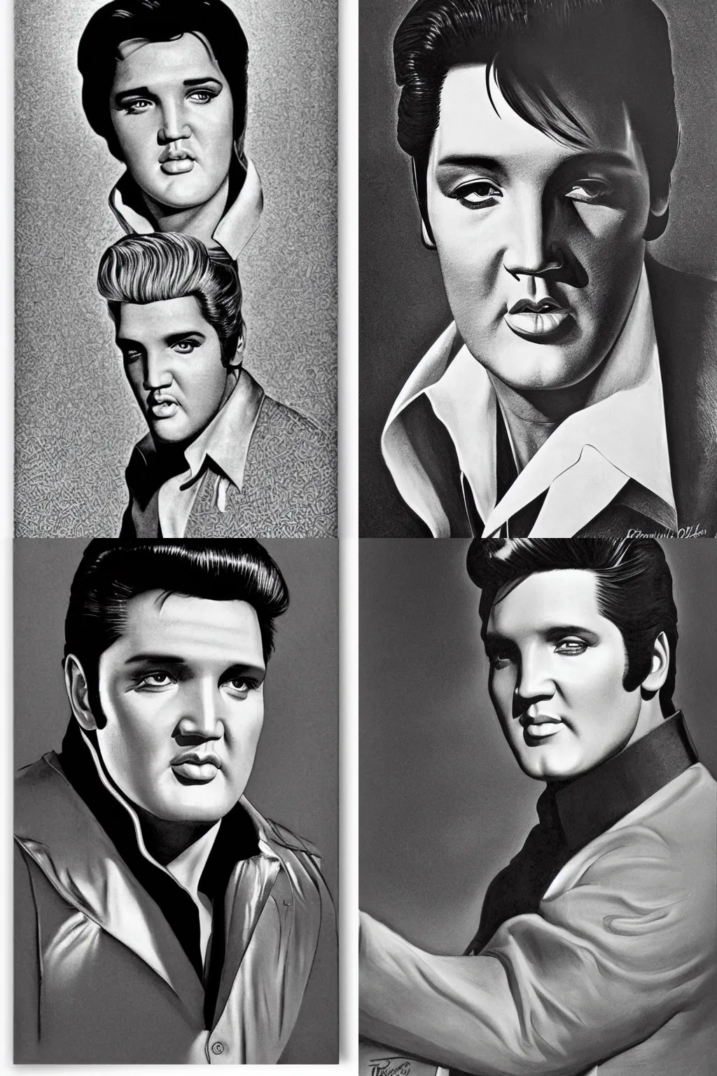 Prompt: elvis presley portrait by franklin booth