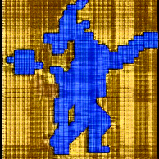 Prompt: shaded pixel art of a dungeon monster for a fantasy game, blue background