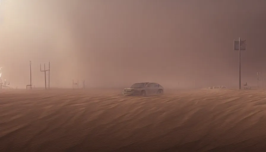 Prompt: Las Vegas under tons of sand during sandstorm, hyperdetailed, artstation, cgsociety, 8k