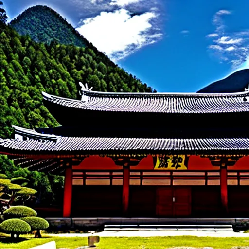 Prompt: zen temple on the mountain