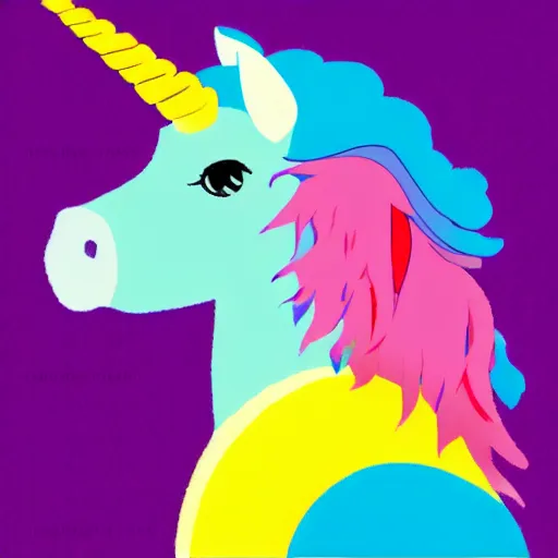 Image similar to Rainbow Ninja Unicorn profile picture for social media sites. Limited palette, crisp vector line