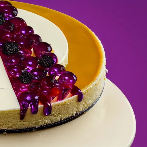 Prompt: close view of a delicious sweet and perfect cheesecake made of gems and diamonds, award winning, 4 k, beautiful