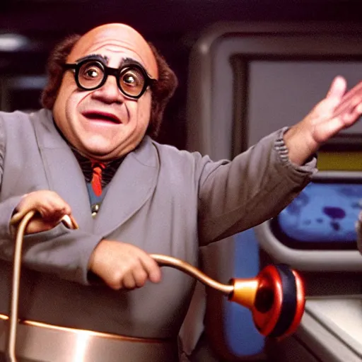 Image similar to A picture of Danny DeVito playing Spacely Sprocket in a live action The Jetsons Movie.