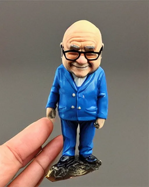 Image similar to a cute little plastic chibi statuette of danny devito trash man special edition, ebay listing, product picture, advertisement, thumbnail