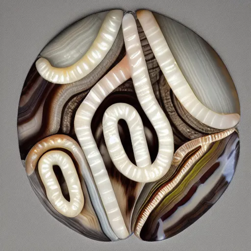 Image similar to a studio portrait of banded agates with letters in the banding white background