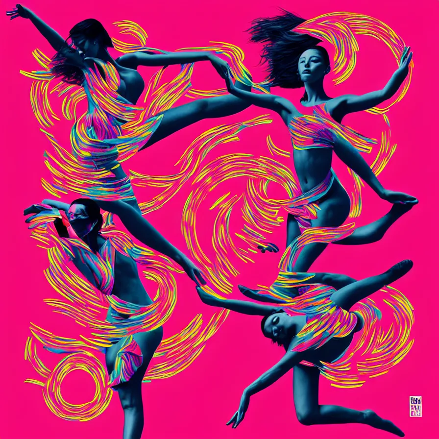 Image similar to album cover design depicting beautiful dancing women, by Jonathan Zawada, and tristan eaton, digital art