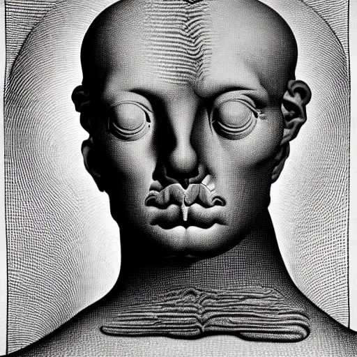 Image similar to grainy spray effect super conceptual post - mortem monumental portrait made by escher and william blake, highly conceptual figurative art, intricate detailed illustration, illustration sharp geometrical detail, vector sharp graphic, controversial, manga 1 9 9 0