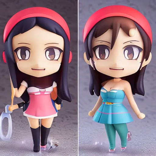 Image similar to high quality portrait flat matte painting of cute girl in the style of nendoroid and One Piece Nami , flat anime style, thick painting, medium close-up