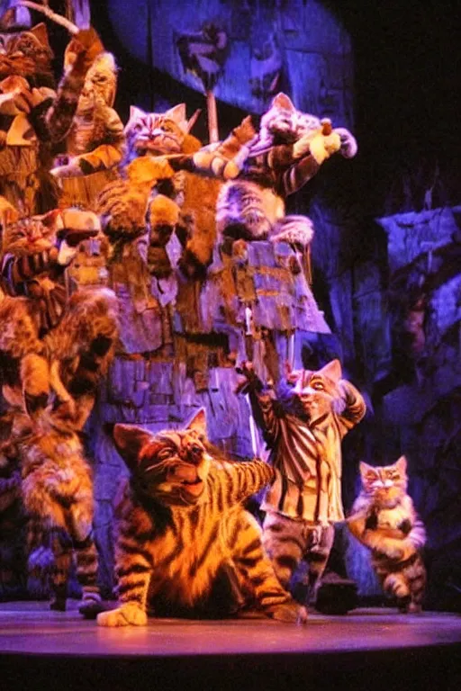 Image similar to 📷 mungojerrie and rumpleteazer, cats musical 1 9 9 8, dynamic lighting