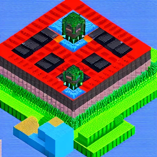 Prompt: Screenshot of a voxel based building survival game, game for ZX Spectrum