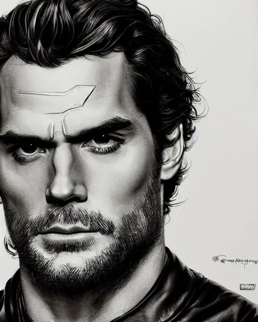 Image similar to portrait of henry cavill, gritty, dark, wearing a leather jacket, very detailed eyes, hyperrealistic, very detailed painting by Glenn Fabry, by Joao Ruas, by Artgerm