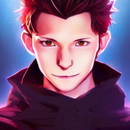 Image similar to anime portrait of Tom Holland as an anime boy by Stanley Artgerm Lau, WLOP, Rossdraws, James Jean, Andrei Riabovitchev, Marc Simonetti, and Sakimichan, trending on artstation