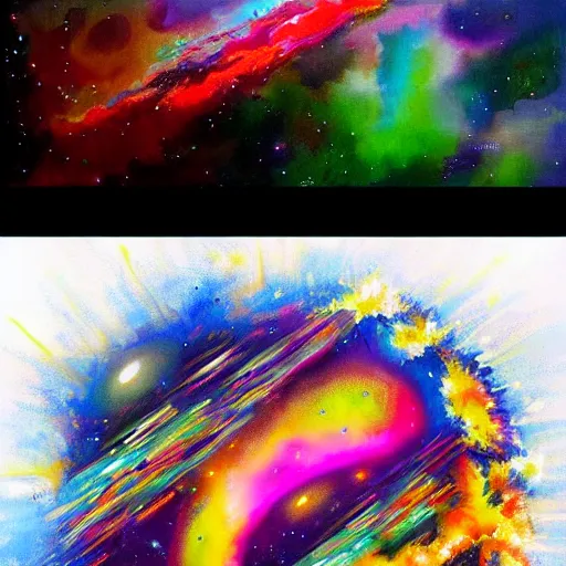 Image similar to the big bang, concept art, painting, colourful, highly detailed