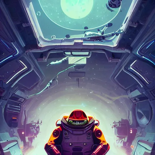 Image similar to battletoads in a spacesuit exploring alien infested space station, dark, foreboding, dark video game icon design, 2 d game fanart, behance hd, by jesper ejsing, highly detailed, by rhads, makoto shinkai and lois van baarle, ilya kuvshinov, rossdraws, global illumination