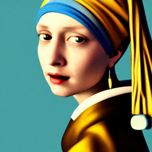 Image similar to Hitler as the Girl with a Pearl Earring Painting by Johannes Vermeer, octane render, ethereal lighting, smooth, sharp focus