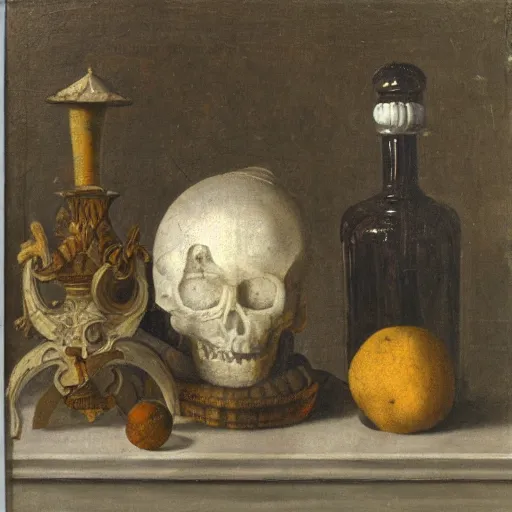 Prompt: vanitas still life