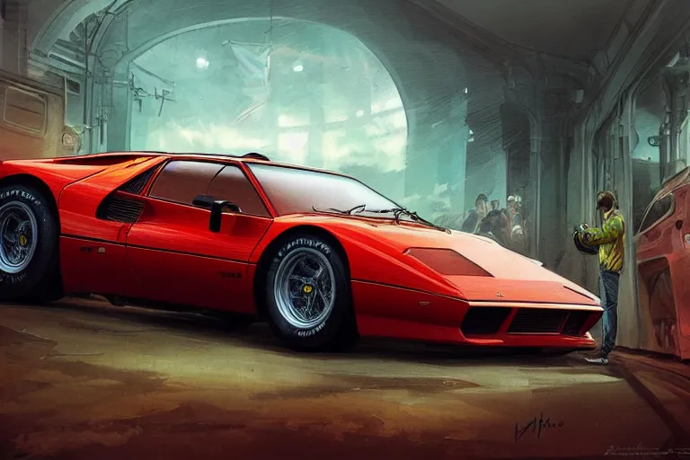 Prompt: Ferrari 288 GTO, highly detailed, digital painting, artstation, concept art, sharp focus, illustration, art by artgerm and greg rutkowski and alphonse mucha