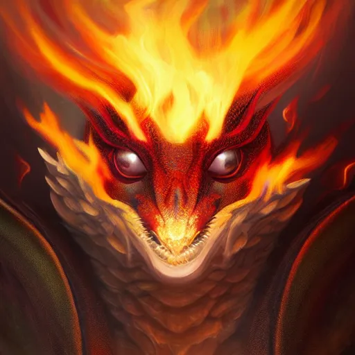 Image similar to full shot, a painting of cute dragon with big eyes made of flame,Ford, Henry Justice,trending on artstation,3d octane render,High detail