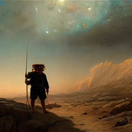 Image similar to UHD tonalism painting of Jack Black calling the lightning on Mars, by Antonio Caparo and Ferdinand Knab and Greg Rutkowski, UHD, photorealistic, trending on artstation, trending on deviantart