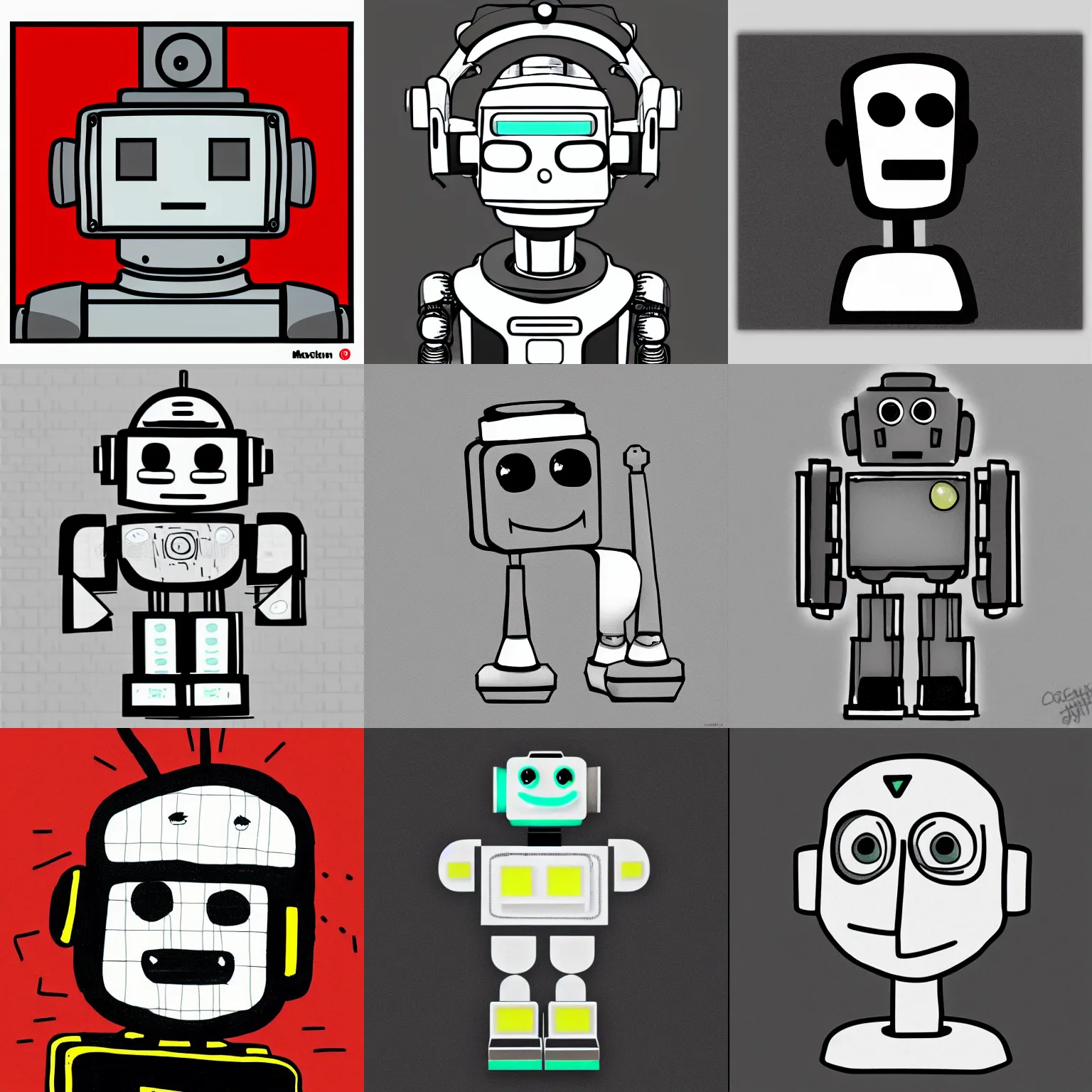 Prompt: Marvin the depressed robot, profile picture, illustration, blockwork art