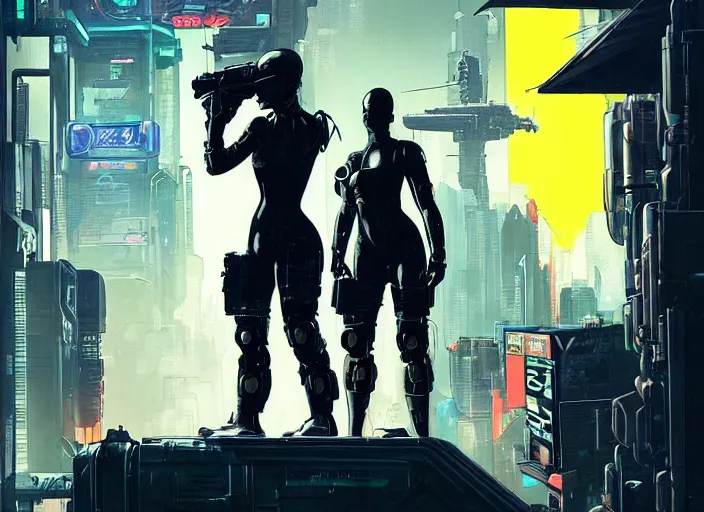 Image similar to cyberpunk blackops hazmat squad. portrait by stonehouse and mœbius and will eisner and gil elvgren and pixar. character design. realistic proportions. cyberpunk 2 0 7 7 character art, blade runner 2 0 4 9 concept art. cel shading. attractive face. thick lines. the team. diverse characters. artstationhq.