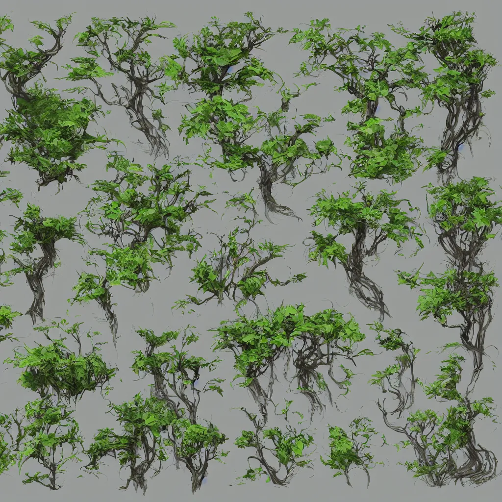 Image similar to lush bushes concept art, detailed diagrams, aesthetic, artstation